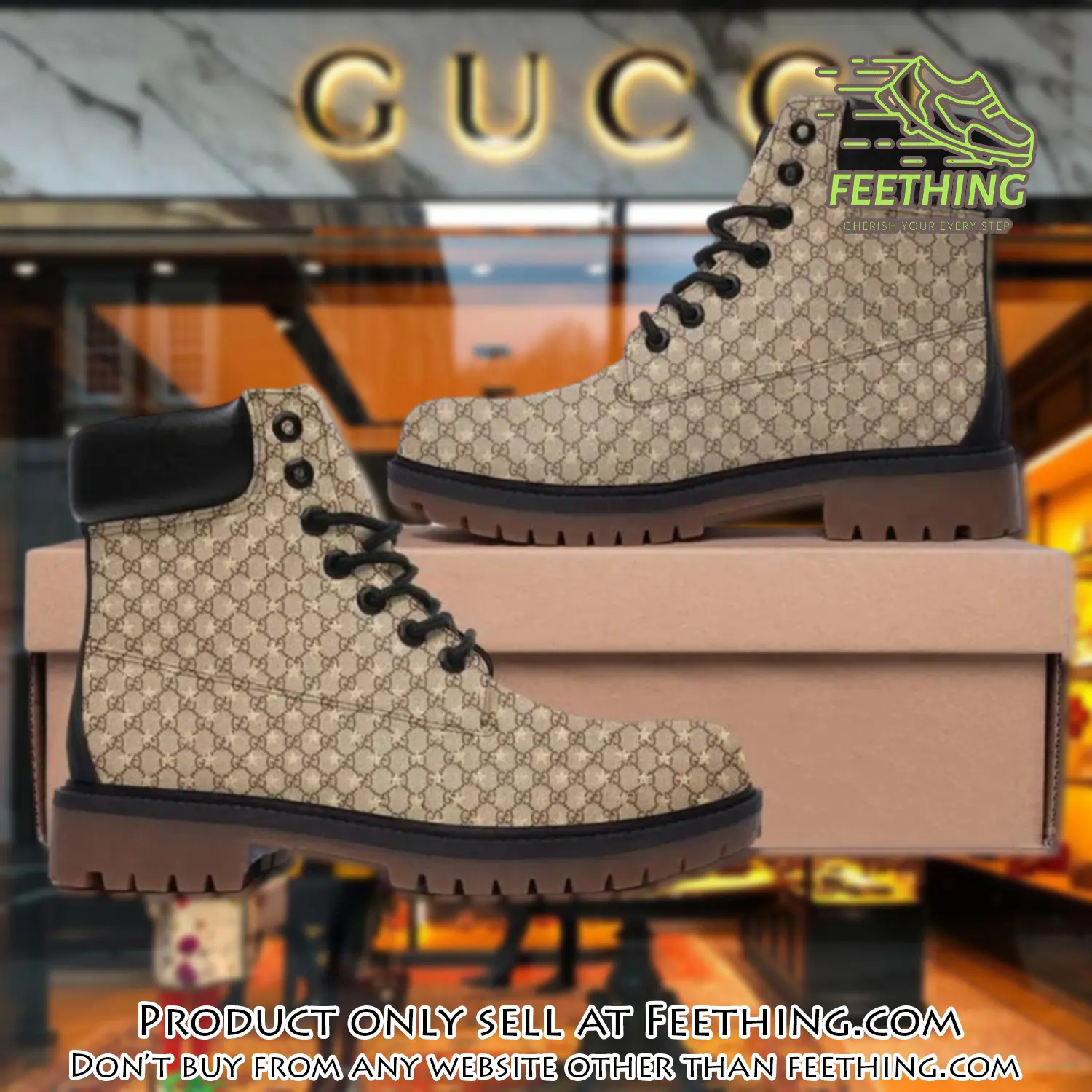 Gucci beige luxury brand boots premium gifts for men women ft3554651